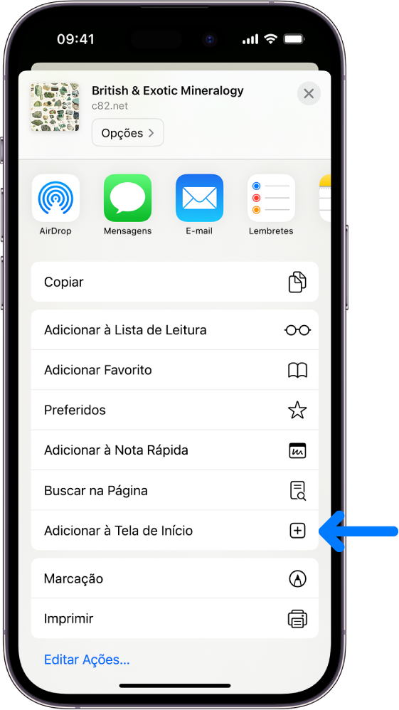 Como adicionar à tela inicial no iPhone